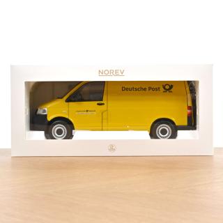 VW T5 Bus Transporter 2003 gelb Post  Norev Metallmodell 1:18 (3 Türen und Kofferraum zu öffnen!)