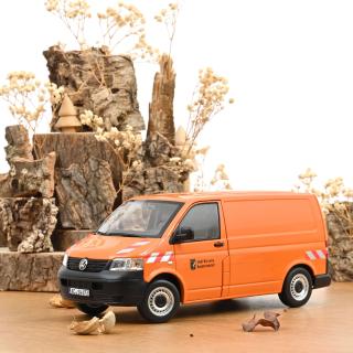 VW T5 Bus Transporter 2003 orange Communal Vehicle  Norev Metallmodell 1:18 (3 Türen und Kofferraum zu öffnen!)