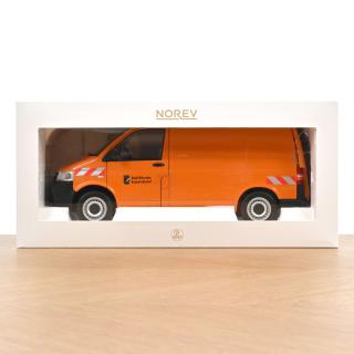 VW T5 Bus Transporter 2003 orange Communal Vehicle  Norev Metallmodell 1:18 (3 Türen und Kofferraum zu öffnen!)