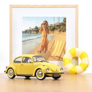 VW 1303 1973 Pastell Gelb Norev 1:18 Metallmodell (Türen/Hauben nicht zu öffnen!)