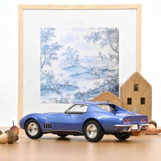 Chevrolet Corvette Coupe 1969 Le Mans Blue  Norev 1:18 Metallmodell (Überarbeitete Version - Türen/Hauben nicht zu öffnen!)