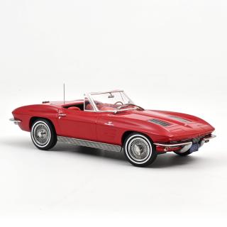 Chevrolet Corvette Sting Ray Cabriolet 1963 Riverside Red  Norev 1:18 Metallmodell (Türen/Hauben nicht zu öffnen!)