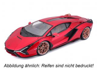 Lamborghini Sian FKP 37 rot Burago 1:18 Metallmodell (Abbildung ähnlich: Reifen sind nicht bedruckt, Innenraum rot/schwarz!)