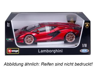 Lamborghini Sian FKP 37 rot Burago 1:18 Metallmodell (Abbildung ähnlich: Reifen sind nicht bedruckt, Innenraum rot/schwarz!)