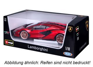 Lamborghini Sian FKP 37 rot Burago 1:18 Metallmodell (Abbildung ähnlich: Reifen sind nicht bedruckt, Innenraum rot/schwarz!)