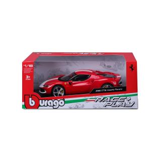 Ferrari 296GTB Assetto Fiorano rot-weiß Burago 1:18 Metallmodell