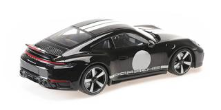 PORSCHE 911 (992) SPORT CLASSIC - 2022 - BLACK W/STRIPE Minichamps 1:18 Metallmodell, Türen, Motorhaube... nicht zu öffnen