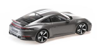 PORSCHE 911 (992) SPORT CLASSIC – 2022 – GREY METALLIC W/STRIPE Minichamps 1:18 Metallmodell, Türen, Motorhaube... nicht zu öffnen