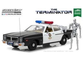 Dodge Monaco Metropolitan Police 1977 with 1:18 T-800 Endoskeleton Figure *The Terminator 1984* Greenlight 1:18