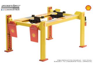 Hebebühne Four-Post Lift *Shell Oil #2*, yellow/red Greenlight 1:18