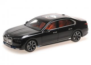 BMW i7 - 2022 - BLACK METALLIC/RED METALLIC Minichamps 1:18 Metallmodell mit zu öffnenden Türen und Haube(n)