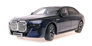 BMW i7 M70 (G70) - 2024 - BLUE METALLIC/BLACK METALLIC Minichamps 1:18 Metallmodell mit zu öffnenden Hauben und Türen!