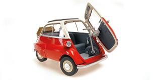 BMW ISETTA - 1955 - WHITE/RED Minichamps 1:18 Metallmodell mit zu öffnenden Hauben und Türen!