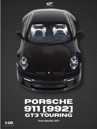 PORSCHE 911 [992] GT3 TOURING PURPLE 2021 GT Spirit 1:12 Resinemodell (Türen, Motorhaube... nicht zu öffnen!)