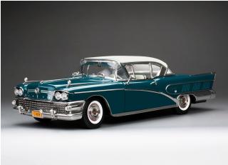 Buick Limited Riviera coupe 1958 *platinum collection*, glacier white/dark turquoise poly SunStar Metallmodell 1:18