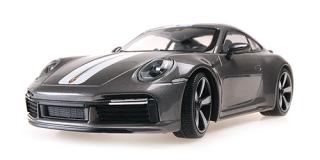 PORSCHE 911 (992) SPORT CLASSIC – 2022 – GREY METALLIC W/STRIPE Minichamps 1:18 Metallmodell, Türen, Motorhaube... nicht zu öffnen