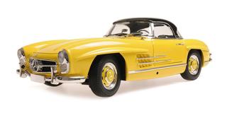 MERCEDES-BENZ 300 SL ROADSTER (W198) - 1958 - YELLOW - W/ HARDTOP Minichamps 1:18 Metallmodell mit zu öffnenden Türen und Haube(n)