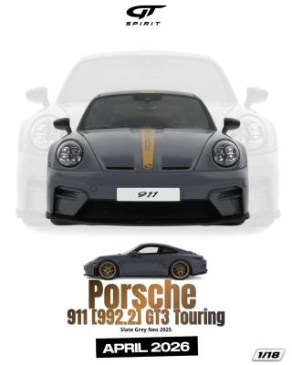 PORSCHE 911 [992.2] GT3 TOURING GREY 2025 GT Spirit 1:18 Resinemodell (Türen, Motorhaube... nicht zu öffnen!)