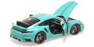 PORSCHE 911 (992) TURBO S COUPE SPORT DESIGN - 2021 - GREEN  Minichamps 1:18 Metallmodell mit zu öffnenden Türen und Haube(n)