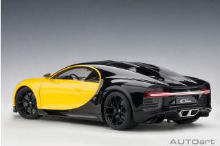 BUGATTI CHIRON 2017 (JAUNE MOLSHEIM YELLOW/NOCTURNE BLACK) (COMPOSITE MODEL/FULL OPENINGS + WORKABLE REAR SPOILER) AUTOart 1:18