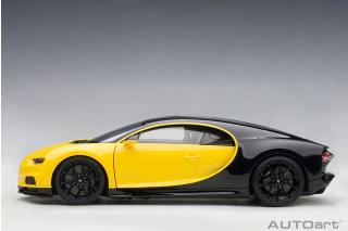 BUGATTI CHIRON 2017 (JAUNE MOLSHEIM YELLOW/NOCTURNE BLACK) (COMPOSITE MODEL/FULL OPENINGS + WORKABLE REAR SPOILER) AUTOart 1:18
