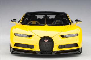BUGATTI CHIRON 2017 (JAUNE MOLSHEIM YELLOW/NOCTURNE BLACK) (COMPOSITE MODEL/FULL OPENINGS + WORKABLE REAR SPOILER) AUTOart 1:18