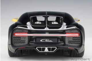 BUGATTI CHIRON 2017 (JAUNE MOLSHEIM YELLOW/NOCTURNE BLACK) (COMPOSITE MODEL/FULL OPENINGS + WORKABLE REAR SPOILER) AUTOart 1:18