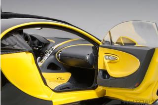 BUGATTI CHIRON 2017 (JAUNE MOLSHEIM YELLOW/NOCTURNE BLACK) (COMPOSITE MODEL/FULL OPENINGS + WORKABLE REAR SPOILER) AUTOart 1:18