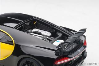 BUGATTI CHIRON 2017 (JAUNE MOLSHEIM YELLOW/NOCTURNE BLACK) (COMPOSITE MODEL/FULL OPENINGS + WORKABLE REAR SPOILER) AUTOart 1:18