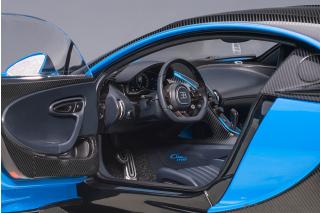 Bugatti Chiron Sport 2019 (french racing blue/carbon) (composite model/full openings + workable rear spoiler)  AUTOart 1:18