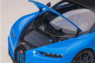 Bugatti Chiron Sport 2019 (french racing blue/carbon) (composite model/full openings + workable rear spoiler)  AUTOart 1:18