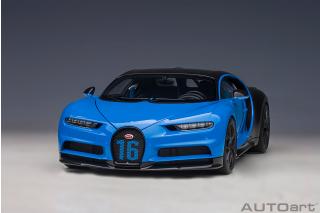 Bugatti Chiron Sport 2019 (french racing blue/carbon) (composite model/full openings + workable rear spoiler)  AUTOart 1:18