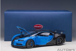 Bugatti Chiron Sport 2019 (french racing blue/carbon) (composite model/full openings + workable rear spoiler)  AUTOart 1:18