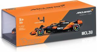 McLaren MCL38 #4 Lando Norris  Sieger Miami GP Formel 1 2024  Burago 1:24 in Plexiglasvitrine