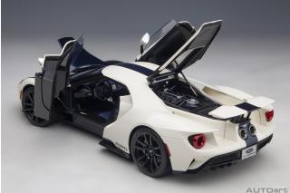 Ford GT 2022 64 Prototype Heritage Edition (winbledon white w/ antimatter blue) ( Composite model/full openings)  AUTOart 1:18