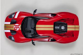 Ford GT 2022 64 Prototype Heritage Edition ALAN MANN (red w/ gold stripes) (Composite model/full openings)   AUTOart 1:18