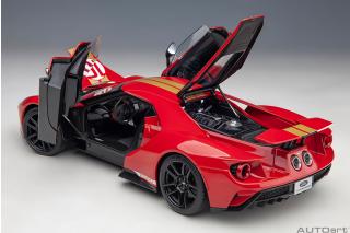 Ford GT 2022 64 Prototype Heritage Edition ALAN MANN (red w/ gold stripes) (Composite model/full openings)   AUTOart 1:18
