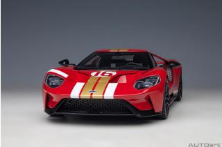 Ford GT 2022 64 Prototype Heritage Edition ALAN MANN (red w/ gold stripes) (Composite model/full openings)   AUTOart 1:18