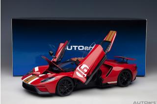 Ford GT 2022 64 Prototype Heritage Edition ALAN MANN (red w/ gold stripes) (Composite model/full openings)   AUTOart 1:18