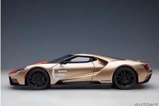 Ford GT 2022 64 Heritage Edition HOLMAN MOODY (gold w / red & white) ( Composite model/full openings)         AUTOart 1:18