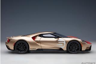 Ford GT 2022 64 Heritage Edition HOLMAN MOODY (gold w / red & white) ( Composite model/full openings)         AUTOart 1:18