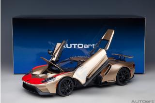 Ford GT 2022 64 Heritage Edition HOLMAN MOODY (gold w / red & white) ( Composite model/full openings)         AUTOart 1:18