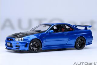 Nissan NISMO R34 GT-R Z-Tune (BABYSIDE BLUE/CARBON BONNET) AUTOart 1:18