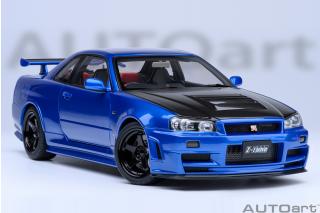 Nissan NISMO R34 GT-R Z-Tune (BABYSIDE BLUE/CARBON BONNET) AUTOart 1:18