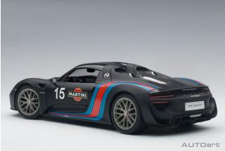 PORSCHE 918 SPYDER WEISSACH PACKAGE (BLACK/MARTINI LIVERY) 2013 (COMPOSITE MODEL/FULL OPENINGS) AUTOart 1:18