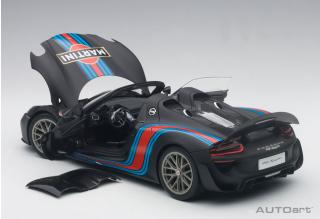 PORSCHE 918 SPYDER WEISSACH PACKAGE (BLACK/MARTINI LIVERY) 2013 (COMPOSITE MODEL/FULL OPENINGS) AUTOart 1:18