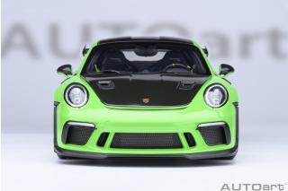 Porsche 911 (991) GT3 RS 2017 Weissach Package (lizard green) (composite model/full openings) with Weissach package, Lightweight forced alloy wheels Satin Black  AUTOart 1:18