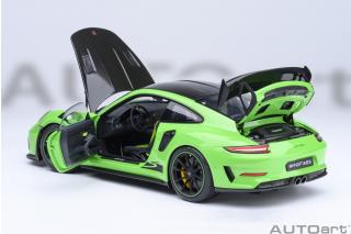 Porsche 911 (991) GT3 RS 2017 Weissach Package (lizard green) (composite model/full openings) with Weissach package, Lightweight forced alloy wheels Satin Black  AUTOart 1:18