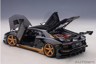 Wiederauflage: Liberty Walk LB-Works Lamborghini Aventador Limited Edition (glänzend schwarz/goldene Akzente) (composite model/full openings) AUTOart 1:18