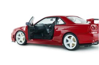 NISSAN SKYLINE GT-R (BNR34) WITH NISMO PARTS RED 1999 S1804313 Solido 1:18 Metallmodell